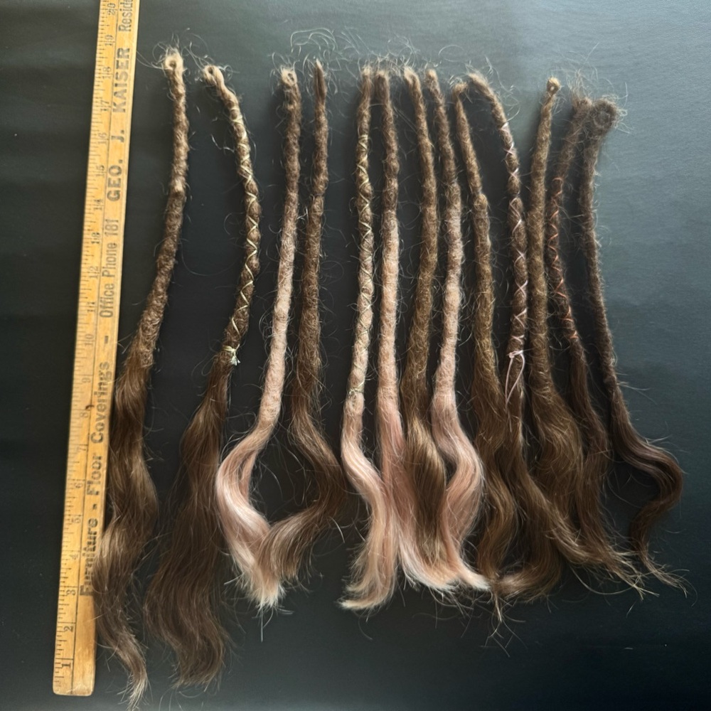 Brown and Pink Human Hair SE Locs - Picture 5 of 9